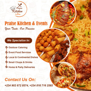 Another high-impact flyer for Praise Kitchen & Events.