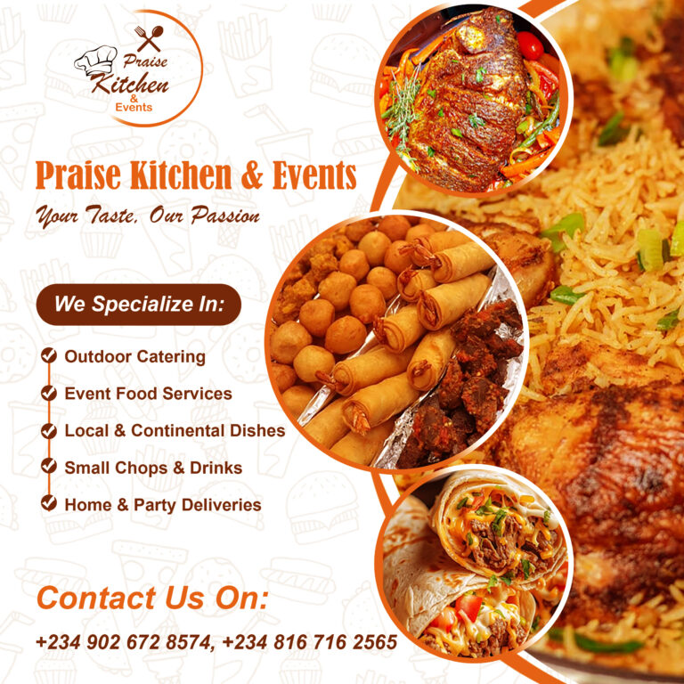 Another high-impact flyer for Praise Kitchen & Events.